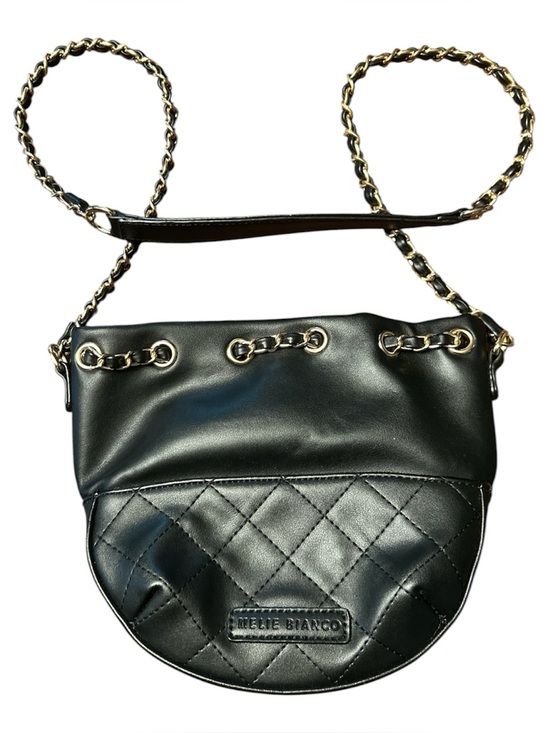Melie Bianco Handbags - Women’s Melie Bianco Black Quilted Bucket Crossbody Bag with Gold Chain Strap